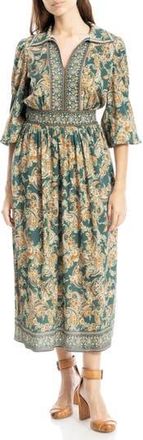 Max Studio Bubble Sleeve Midi Dress in Green Plush Paisleys at Nordstrom Rack, Size X-Large