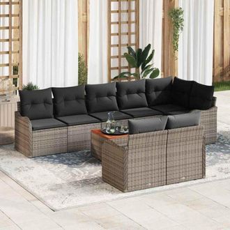 vidaXL Conjunto De Sof&aacute; De Jard&iacute;n 9 Pcs Gris Polirat&aacute;n Vidaxl