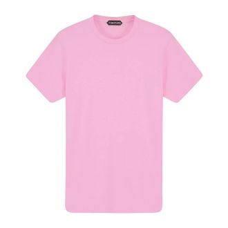 Tom Ford T-Shirts, male, Pink, Size: XL Crew-neck Short Sleeve Embroidered Monogram