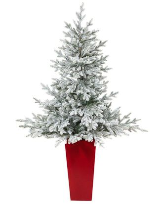 Nearly Natural 57In. Flocked Fraser Fir Artificial Christmas Tree