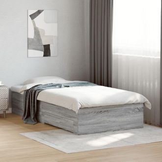 Berkfield Home Bed Frame with Drawers without Mattress Grey Sonoma 75x190 cm Small Single