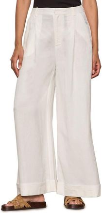 Sanctuary Terrace Linen Blend Wide Leg Pants in Chalk White at Nordstrom, Size 30
