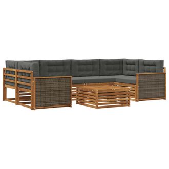 vidaXL Conjunto De Sof&aacute;s De Exterior 7 Uds. Natural Y Antracita Vidaxl