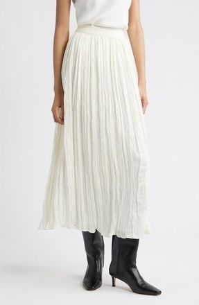 Nordstrom Crinkle A-Line Maxi Skirt in Ivory Tofu at Nordstrom, Size Large