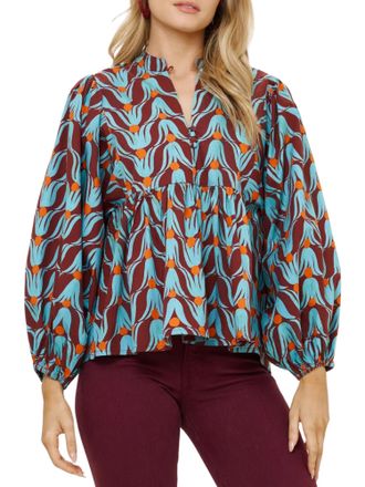 Oliphant Mandarin Balloon Top In Tulip Orange