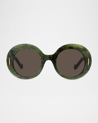 Loewe Mens Anagram Acetate and Nylon Round Sunglasses