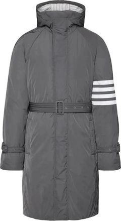 Thom Browne Poly Twill 4-Bar Donsgevulde Parka - Heren - Dons jassen - Grijs - XL - Leer - Jassen