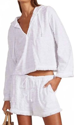 bobi Washed Terry Pullover Hoodie In White