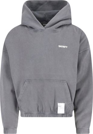 SATISFY Gray Softcell Cotton Hooded Sweatshirt