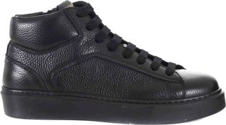 Doucal's Black High-Top Textured Leather Sneakers