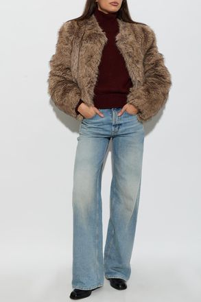 Stand Studio Sadie Cropped Faux Fur Jacket, Womens, Brown