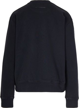 Maison Margiela Womens Sweatshirt Numeric Signature Washed Black Cotton Sweatshirts Sweater