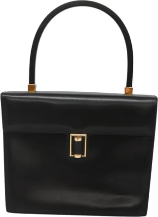 Gucci Vintage Leather Black Leather Handbag (Pre-Owned)