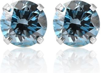 Pompeii3 1/2 - 4 Ct Blue Diamond Studs in 14k Gold Lab Grown