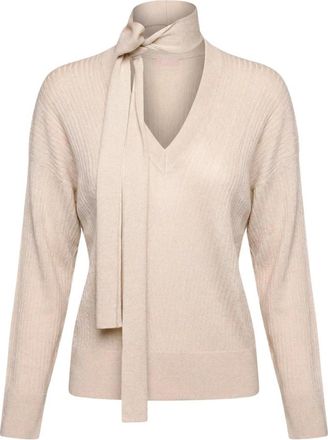Liu Jo Wa 6286 Ms 46J V-hals Knit - Dames - V-hals truien - Beige - XS - Polyester - Truien & Vesten