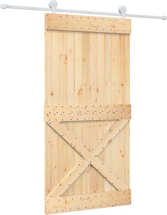 vidaXL Puerta Corredera Natural Y Blanco 100 X 210 Cm Vidaxl