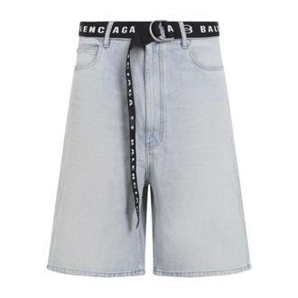 Balenciaga Shorts met riem - Heren - Korte broeken - Blauw - Maat: W31 Katoen