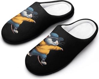 Generic Dance Rat Funny Mens Cotton Slippers Soft Non-Slip Rubber Sole House Slipper Indoor Outdoor