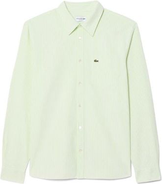 Lacoste Essentials Stripe Cotton Button-Up Oxford Shirt in Birch/White at Nordstrom, Size 40