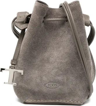 Tod's mini suede bucket bag - women - Calf Suede - One Size - Grey