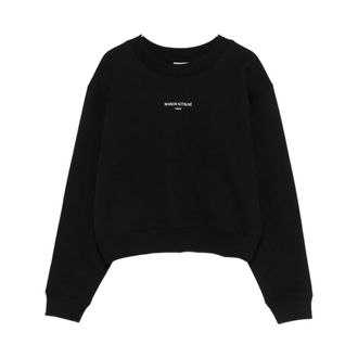 Maison Kitsun&eacute; Sweatshirts, female, Black, Size: M Paris Cropped Sweatshirt