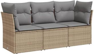 vidaXL Juego De Sof&aacute;s De Jard&iacute;n Con Cojines Beige 3 Pzas Rat&aacute;n Pe Vidaxl