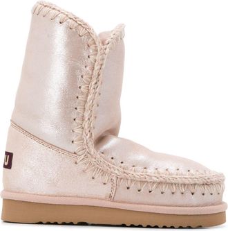 Mou Eskimo 24 Low Heels Ankle Boots In Rose-pink Glitter