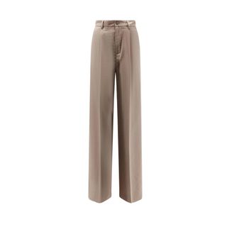 Hev&ograve; Broeken, Dames, Beige, M, Leer, Torreveneri Wijde Broek