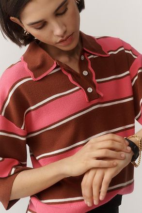 Maeve Boxy Scalloped Polo Shirt