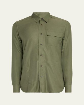 Kiton Mens Cotton and Silk Snap-Front Overshirt