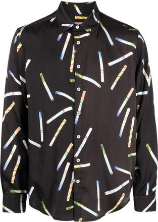 Fiorucci graphic-print button-down shirt - men - TENCEL - M - Black
