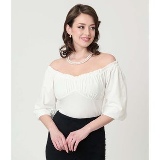 Unique Vintage Peasant Sleeve Blouse in Solid Ivory at Nordstrom, Size X-Large