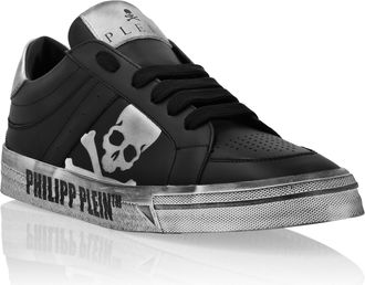 Philipp Plein Leather Lo-Top Sneakers Skull&Bones