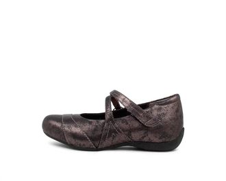 Ziera Womens Xray Leather Flat Shoes In Pewter Metal