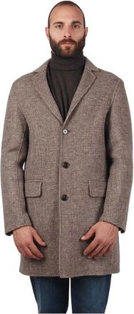 AT.P. CO Bruine wolblend houndstooth jas - Heren - Mantel - Grijs - XL - Wol - Jassen