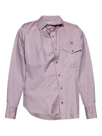 Vivienne Westwood Orb-embroidered shirt - men - Cotton - M - Purple
