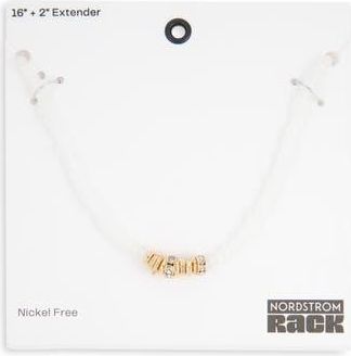 Nordstrom Rack Beaded Rondelle Necklace in Clear- White- Gold at Nordstrom Rack