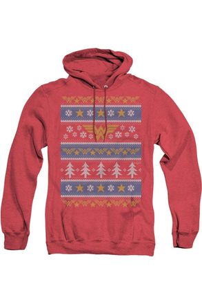Gildan DC Comics Wonder Woman Wonder Woman Christmas Sweater Adult Heather Hoodie / Hooded Sweatshirt