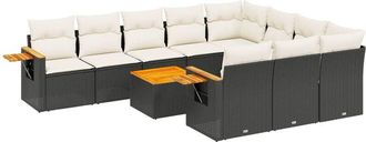 vidaXL Set De Sof&aacute;s De Jard&iacute;n 11 Pzas Y Cojines Rat&aacute;n Sint&eacute;tico Negro Vidaxl