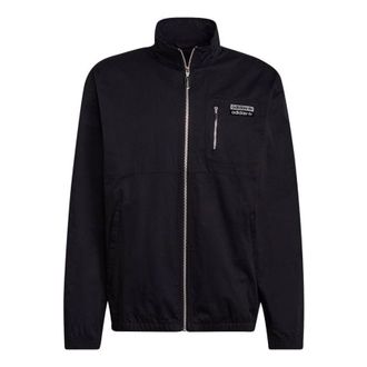 adidas originals R.y.v. Cotton Twill Double Label Training Sports Stand Collar Logo Jacket Black H11457