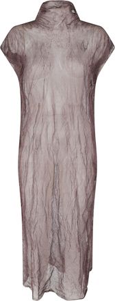 Antonelli Brown Echinacea Crinkle-Effect Metallic-Silk Midi Dress