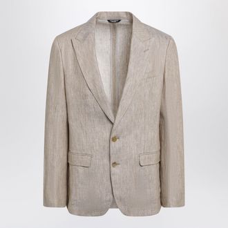 Dolce & Gabbana Taormina single-breasted linen jacket in melange beige/white