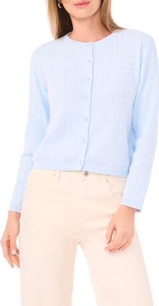 Halogen Cotton Cable Knit Crop Cardigan in Swift Blue at Nordstrom Rack, Size X-Small