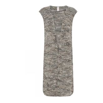 Skovhuus Truien & Vesten, Dames, Beige, XL, Oversize Lang Vest Hazelnoot