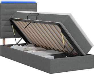vidaXL Cama De Almacenamiento Led Con Colch&oacute;n Gris Oscuro 100 X 200 Cm Vidaxl