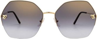 Cartier Panthere De Cartier Grey Gradient Mirror Geometric Ladies Sunglasses CT0332S 001 62