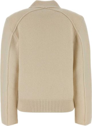 Bottega Veneta Womens Ivory Wool Blend Cardigan Beige Exterior: Nylon Elastane Maglieria Sweater