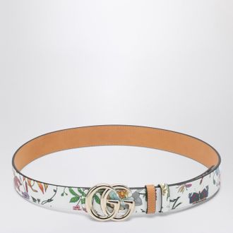 Gucci Cintura reversibile GG Marmont marrone/bianca con stampa Flora