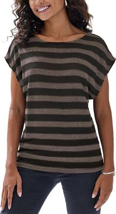 Lascana Striped Metallic Top in Black at Nordstrom, Size 18
