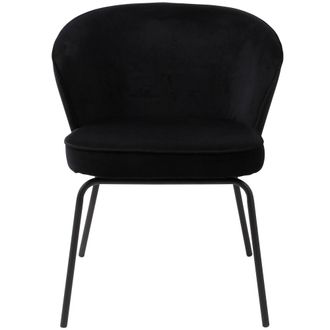 Bepure Home Silla de terciopelo negro y patas de metal
